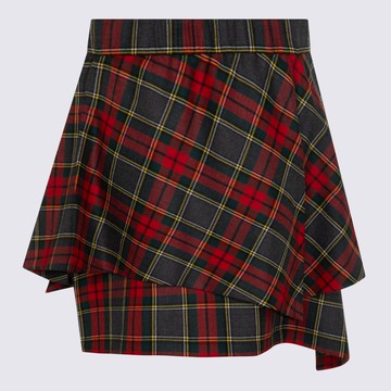 Vivienne Westwood Red And Green Wool Skirt
