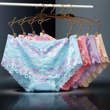 4條內褲女蕾絲中腰火辣性感竹纖維無痕莫代爾棉質女士三角褲新款