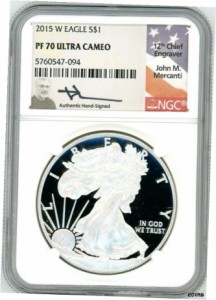 アンティークコイン コイン 金貨 銀貨 W oz Proof Silver Eagle PF70 NGC John Mercanti