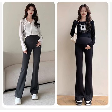 🔥台灣出貨】孕婦微喇褲 孕婦高腰長褲 薄款喇叭褲 大碼外穿高腰長褲 打底託腹不勒肚 百搭顯瘦孕期長褲 孕婦百搭褲 微喇褲