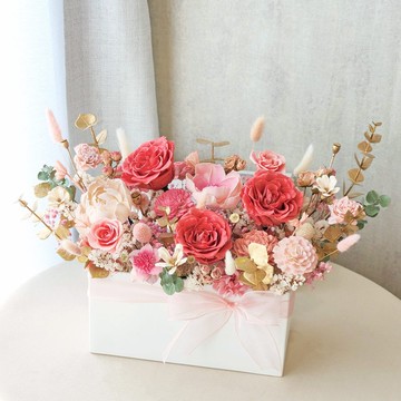 T18 粉金色系桌花 / 高級感盆花 開幕桌花