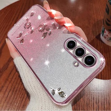 三星A54手機殼高端透明電鍍保護套適用GalaxyA54新款鑲鉆奢華網紅全包個性閃粉小眾防摔超薄A54女神創意軟殼