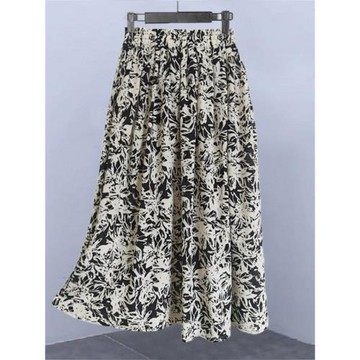 真絲雙縐半身裙女夏100%桑蠶絲百搭洋氣中老年媽媽氣質花色大擺裙