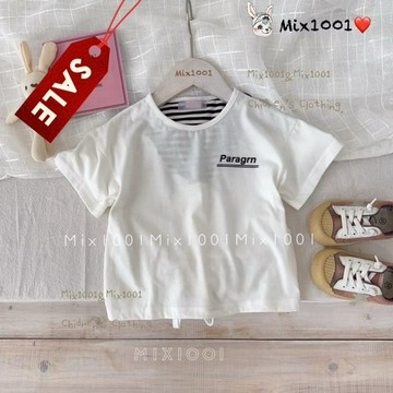 🌈✨mix1001後V剪裁橫條拼接上衣✨兒童抽繩綁帶上衣 5-17