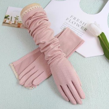 夏季開車防曬手套女薄款手袖蕾絲新疆棉加長防滑騎行護手臂套袖套