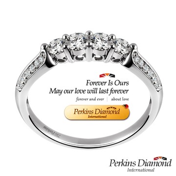 鑽石線戒 PERKINS 伯金仕 18K白金時尚系列0.49克拉鑽戒