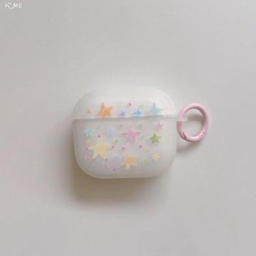 ins彩色星星AirPods1/2/3藍牙耳機保護殼適用蘋果4/5代pro殼磨砂