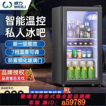【台灣公司 可打統編】【安全鎖防護】威力冰吧小型家用冷藏柜保鮮小冰箱辦公室茶葉紅酒柜透明玻璃