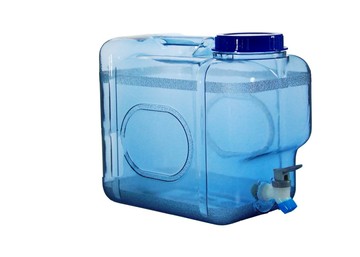 台灣製造PC方型蒸餾水桶 3加侖 10(滿水12)公升- 把手~食品級原料~桶裝水桶［不含水］~藍色水桶 FDA  (按壓式水龍頭)