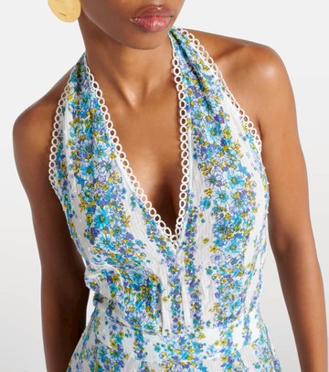 Poupette St Barth Beth floral halterneck cotton midi dress