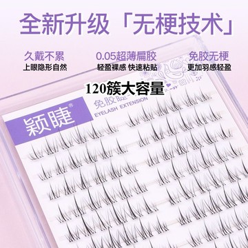 ✨大容量120簇【無梗免膠】太陽花假睫毛 自然 透明梗假睫毛 免膠假睫毛 免卸 淡妝素顏 懶人假睫毛 假睫毛