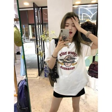 WEIZHEN 自主線 真的很拽 瘋狂兔子短袖T恤女春夏寬松休閑上衣