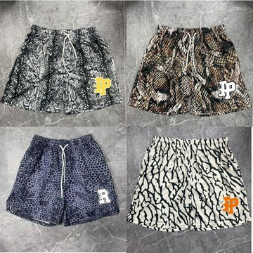 YLIE 短褲 男士短褲 中褲 五分褲 美式IP刺繡動物花紋短褲男潮四分籃球運動褲街頭夏季速干透氣休閑