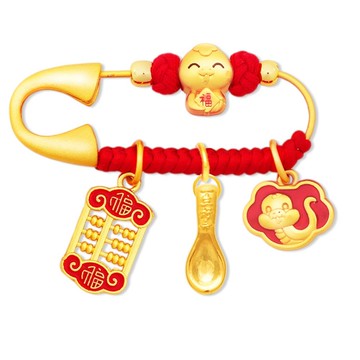 【童樂繪金飾】一生好命金湯匙 平安符蛇年別針 約重0.09錢(彌月)