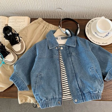 【四口甜】台灣現貨秋冬新款男童女童90-130 牛仔外套