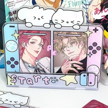 ✨免運✨怪豆原創雙插立牌遊戲cp插卡谷美3寸小卡拍立得桌面擺件吃谷