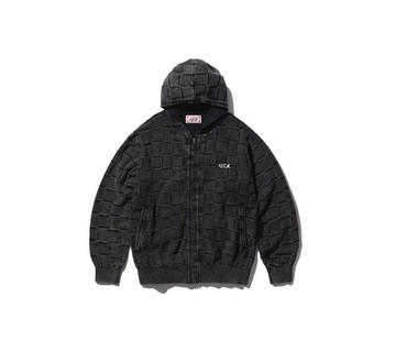 AECA Checkerboard VTG Zip Up Hood連帽洗舊棋盤格拉鍊針織衫