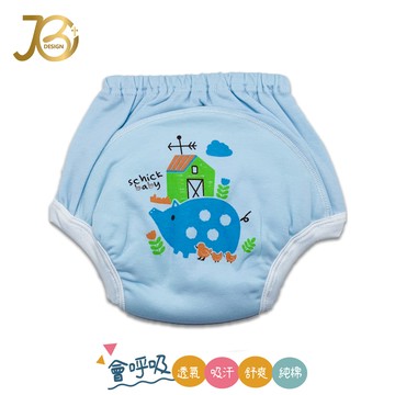 JB clothes - 台灣製-嬰幼兒學步褲(學習褲)-小豬藍
