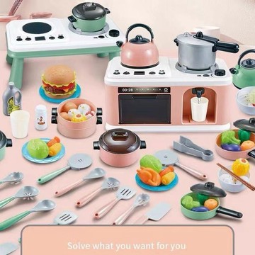 【熱賣款】兒童廚房玩具 家用迷你版模擬做飯煮飯 趣味噴霧廚房玩具 多功能廚房禮物 廚房玩具