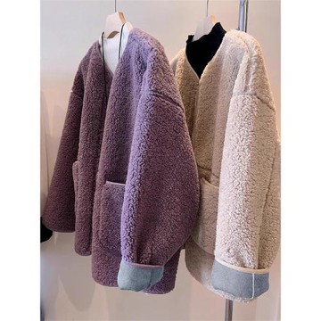 胖MM高級感羊羔毛外套女寬松加厚秋冬300斤外穿洋氣軟糯絨上衣服