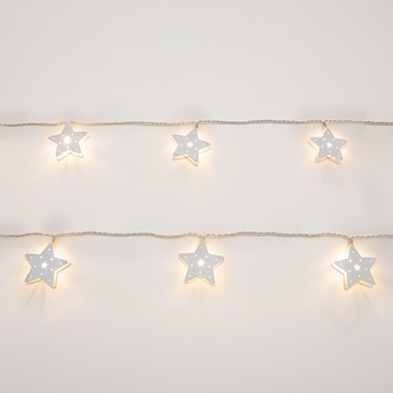 10LED暖白光聖誕星星燈串-電池盒+USB