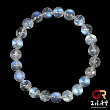 【正佳珠寶】藍月光 超頂級 透冰藍 7.8-8.3mm 藍月光石手珠
