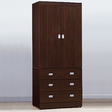 AS DESIGN雅司家具-巴特萊胡桃色3x7尺衣櫃-82x55x196cm