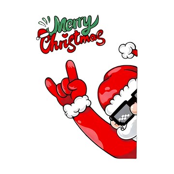 摩達客 耶誕 無痕窗貼玻璃貼2件組  1套  40 x 30cm  紅色 7 探頭搖滾聖誕老人