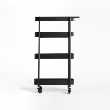 INK鐵製烤漆四層隙縫推車 附掛勾 黑