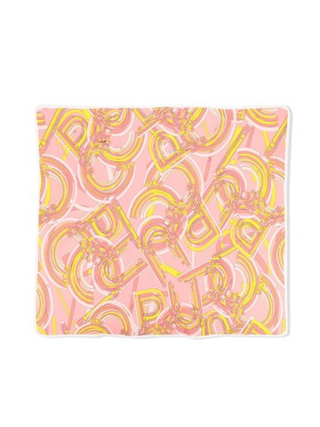 PUCCI Junior - patterned knitted blanket - kids - Cotton/Polyester/Spandex/Elastane/Cotton - One Size - Pink