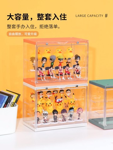 盲盒收納展示架全透明手辦公仔手辦玩偶亞克力泡泡瑪特收納展示盒
