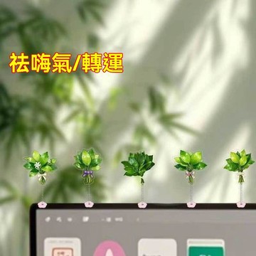 電腦屏幕飾品彈簧搖搖柚子葉去晦氣轉運幸運亞克力創意裝飾品