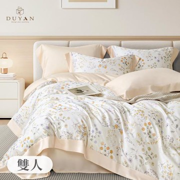 【DUYAN 竹漾】60支萊賽爾天絲四件式被套床包組 香頌花序 台灣製(雙人)