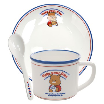 我的好友早午餐 3 件套  盤子+杯子+勺子  1套  我的好友 多色