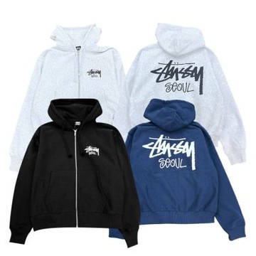 Stussy Stockx Seoul ZIP Hood 外套 淺灰/黑/海軍藍 3973980