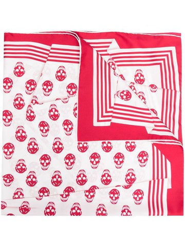 Alexander McQueen - skull-print silk scarf - women - Silk - One Size - White