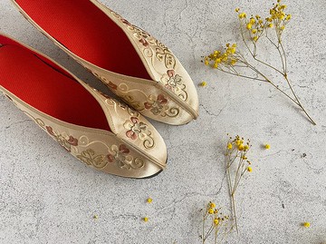 合掌鞋 - 花紋 (茶色)