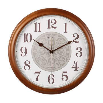 金鐘寶大號圓形實木靜音壁掛鐘歐式客廳裝飾掛表臥室簡約石英鐘表