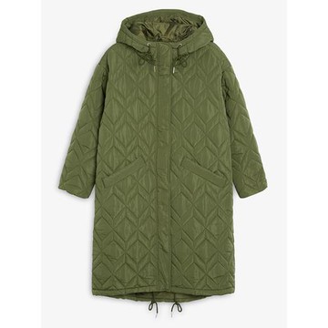 諾諾E站【MK】冬款 菱格寬松休閑連帽中長款棉衣棉服外套ins潮