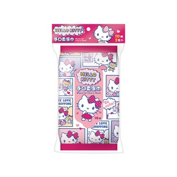 Sanrio Hello Kitty 凱蒂貓手口柔濕巾/濕紙巾隨手包 10抽X72包(箱購) 適用於手口臉