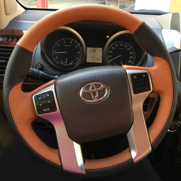 專用于豐田霸道普拉多蘭德酷路澤陸地巡洋艦手縫真皮方向盤套把套