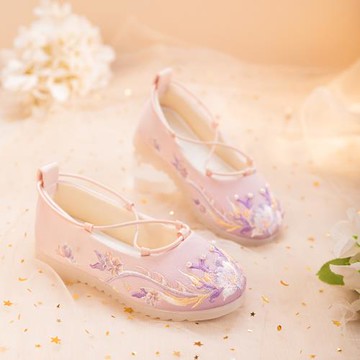 舞繡緣春季兒童漢服鞋圓頭可愛超仙搭配古裝的鞋女寶寶演出繡花鞋