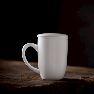 唐豐白瓷快客杯創意福字濾孔泡茶杯過濾內膽帶蓋茶杯辦公杯190033