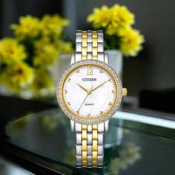 CITIZEN 星辰  璀璨時尚女錶 珍珠母貝 手錶-EL3104-54D