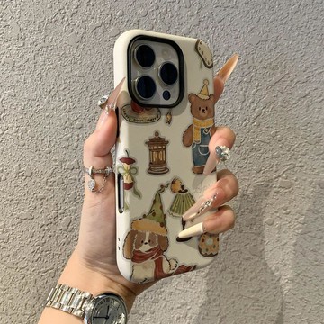 圍巾小熊適用蘋果17promax手機殼iPhone16pro卡通菲林二合一保護套15pro女13可愛14