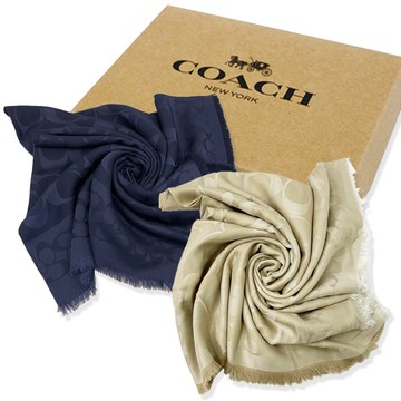 【COACH】經典C LOGO方巾/絲巾/圍巾附原廠禮盒(多色選一)