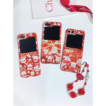 大紅毛絨適用三星zflip6/5手機殼折疊屏4代W25flip心系天下大視窗全包防摔女新款超好看韓國菲林硬保護外套