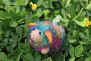 彩色綿羊項鍊 手工染色