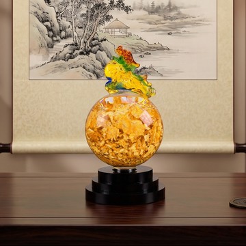 時來運轉貔貅金箔球鎮 (招財/神獸/風水佈局/匯聚財氣/引貴人)