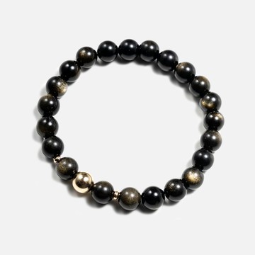 化太歲 | 金沙黑曜石14k包金手鍊 不怕小人 水晶